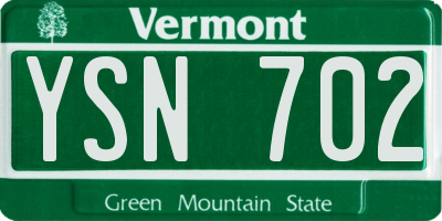 VT license plate YSN702