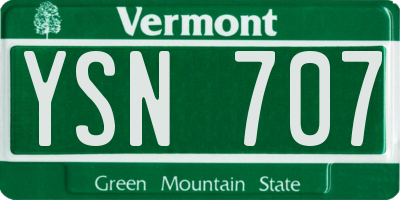 VT license plate YSN707