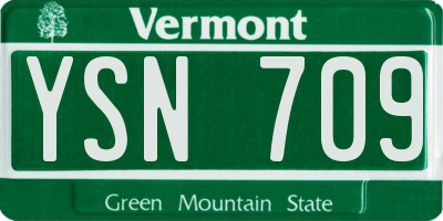 VT license plate YSN709