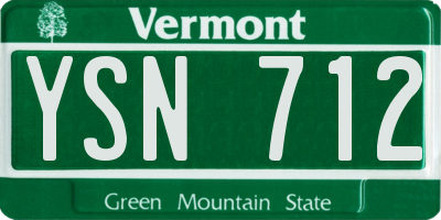 VT license plate YSN712