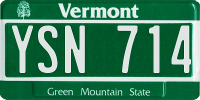 VT license plate YSN714