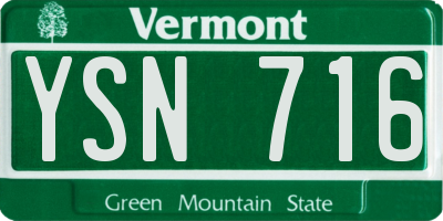 VT license plate YSN716