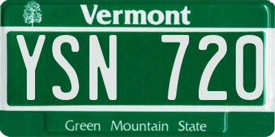 VT license plate YSN720