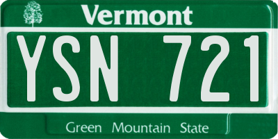 VT license plate YSN721
