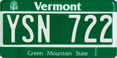 VT license plate YSN722