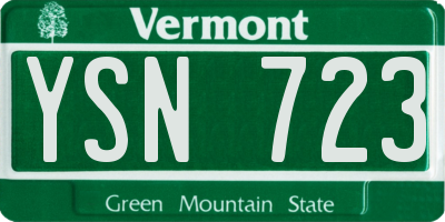 VT license plate YSN723