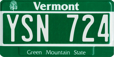 VT license plate YSN724
