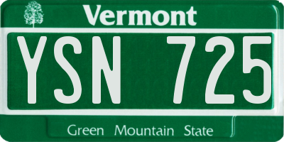 VT license plate YSN725