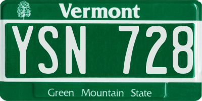VT license plate YSN728