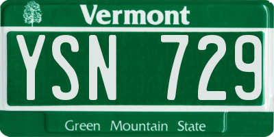 VT license plate YSN729
