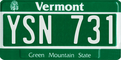 VT license plate YSN731