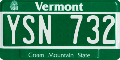 VT license plate YSN732