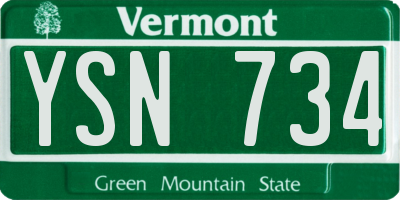 VT license plate YSN734