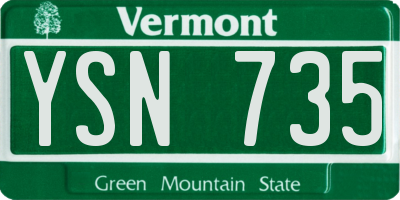 VT license plate YSN735