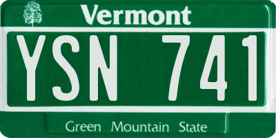 VT license plate YSN741