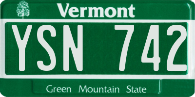 VT license plate YSN742