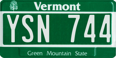VT license plate YSN744