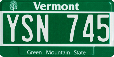 VT license plate YSN745