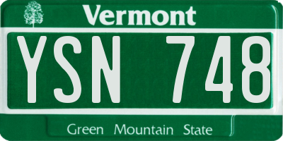 VT license plate YSN748