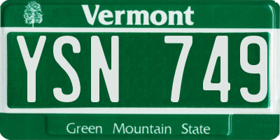 VT license plate YSN749