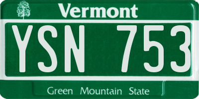 VT license plate YSN753
