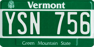 VT license plate YSN756