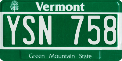 VT license plate YSN758