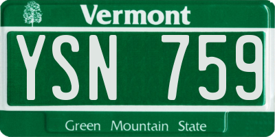 VT license plate YSN759