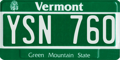 VT license plate YSN760