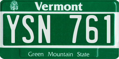 VT license plate YSN761