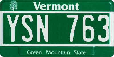 VT license plate YSN763