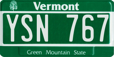 VT license plate YSN767