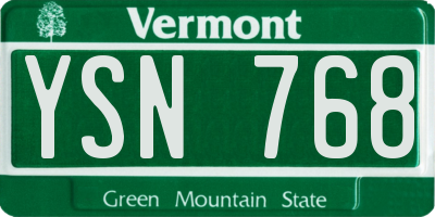 VT license plate YSN768