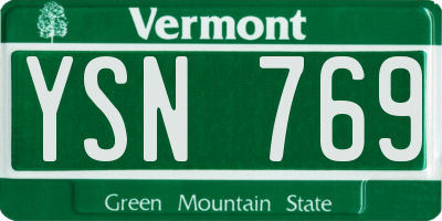 VT license plate YSN769