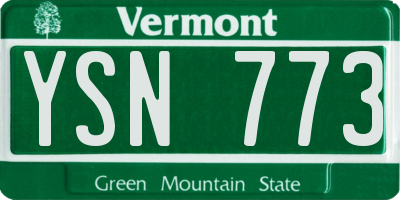 VT license plate YSN773
