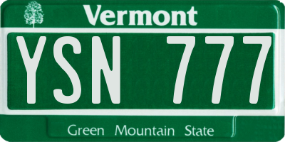 VT license plate YSN777