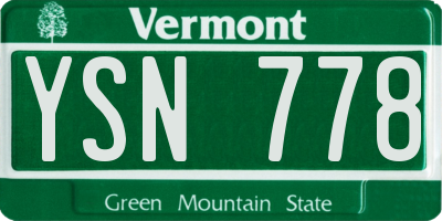 VT license plate YSN778