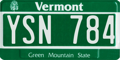 VT license plate YSN784