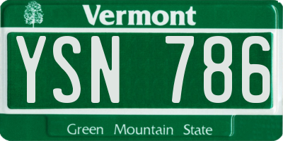 VT license plate YSN786