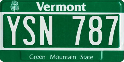 VT license plate YSN787
