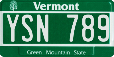 VT license plate YSN789