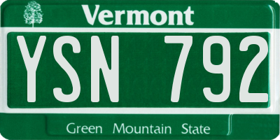 VT license plate YSN792