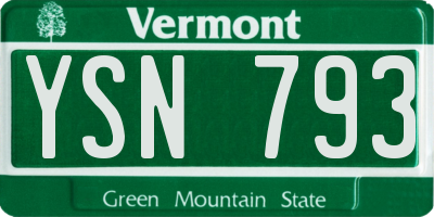 VT license plate YSN793