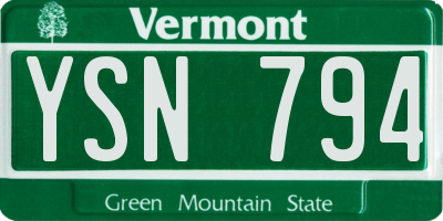 VT license plate YSN794