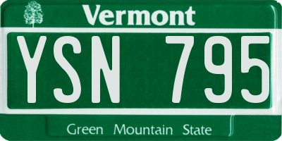 VT license plate YSN795