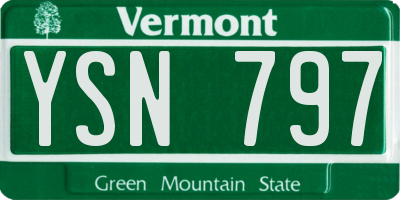 VT license plate YSN797