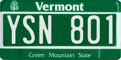 VT license plate YSN801