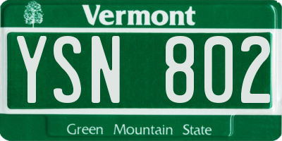 VT license plate YSN802