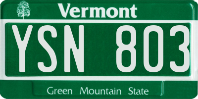 VT license plate YSN803