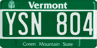 VT license plate YSN804